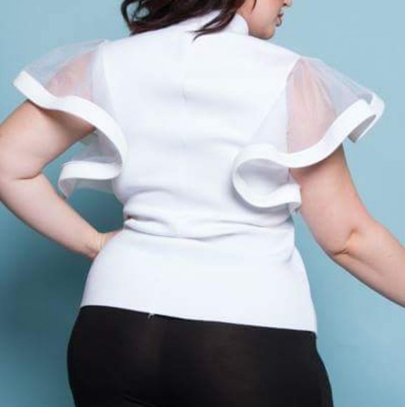 6 HOURS PRICE DROP White See-Through Short Sleevel - Picture 3 of 8